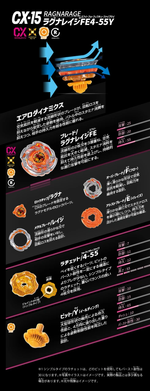 Beyblade X Booster CX-15 Ragna Rage FE4-55Y TAKARA TOMY - Image 3
